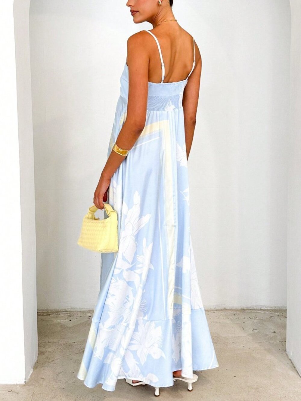 Baby Blue Boho Women's Y2K Maxi Spaghetti Strap Sleeveless Aline Dress - Picture 3 of 6